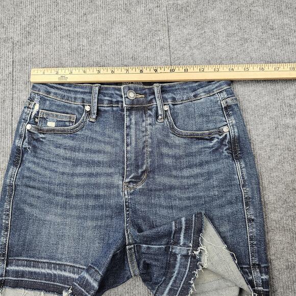 Judy Blue Shorts Womens Medium Blue Denim Raw Hem Distressed Stretch Comfort - Picture 3 of 6